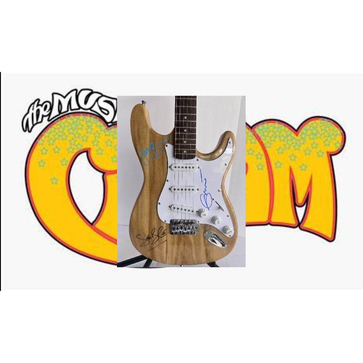 Eric Clapton Ginger Baker Jack Bruce Cream full size Huntington Stratocaster electric guitar signed with proof