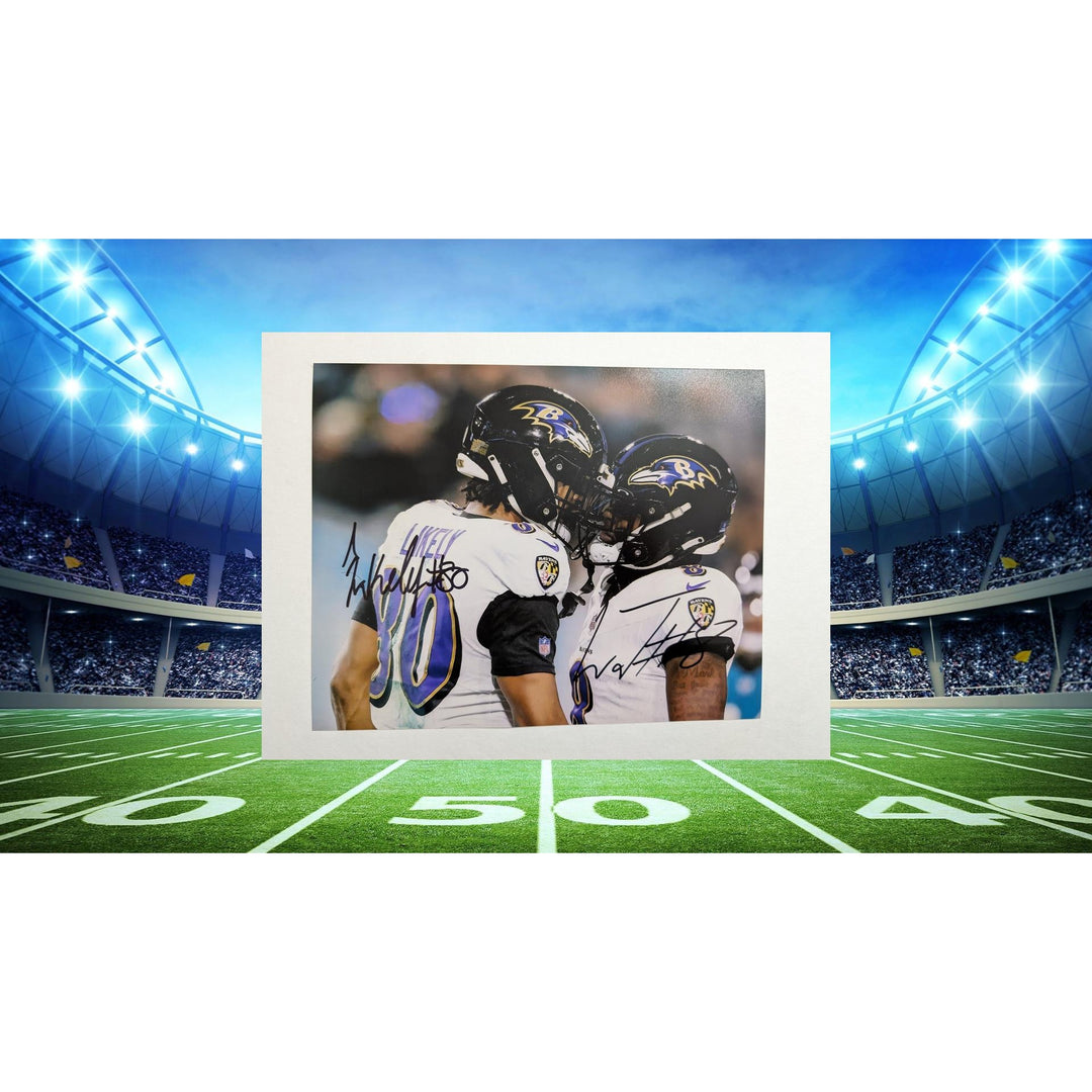 Baltimore Ravens Lamar Jackson and Isaiah Likely 8x10 photo signed with proof