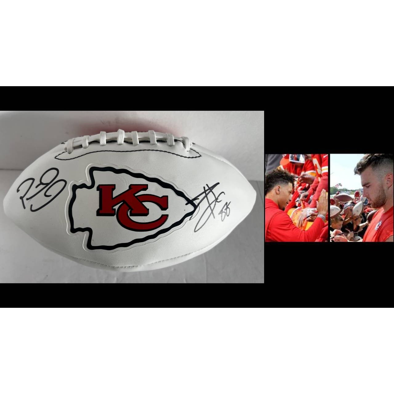 Travis Kelce Patrick Mahomes Kansas City Chiefs full size football sign with proof