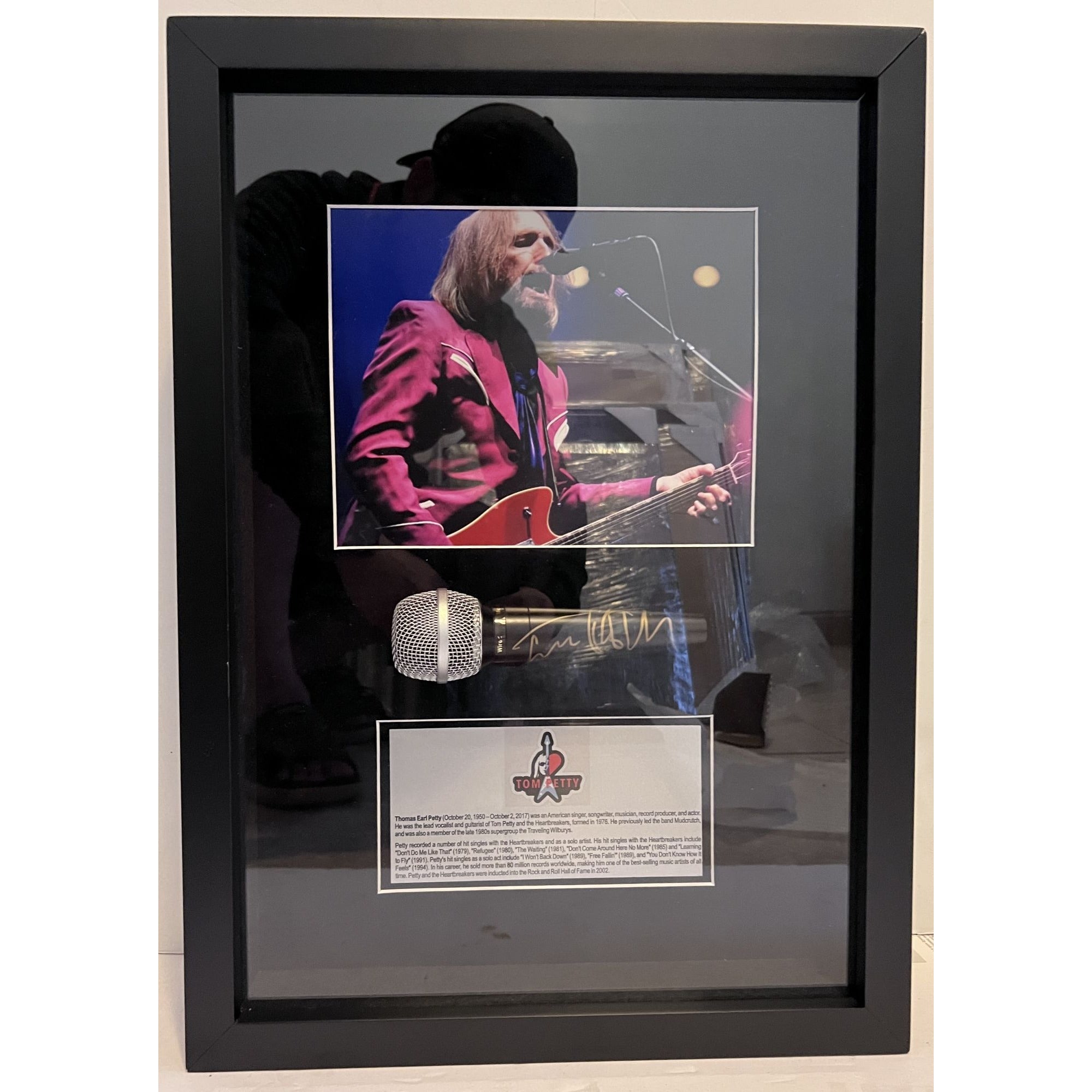 Tom Petty signed & framed microphone with proof