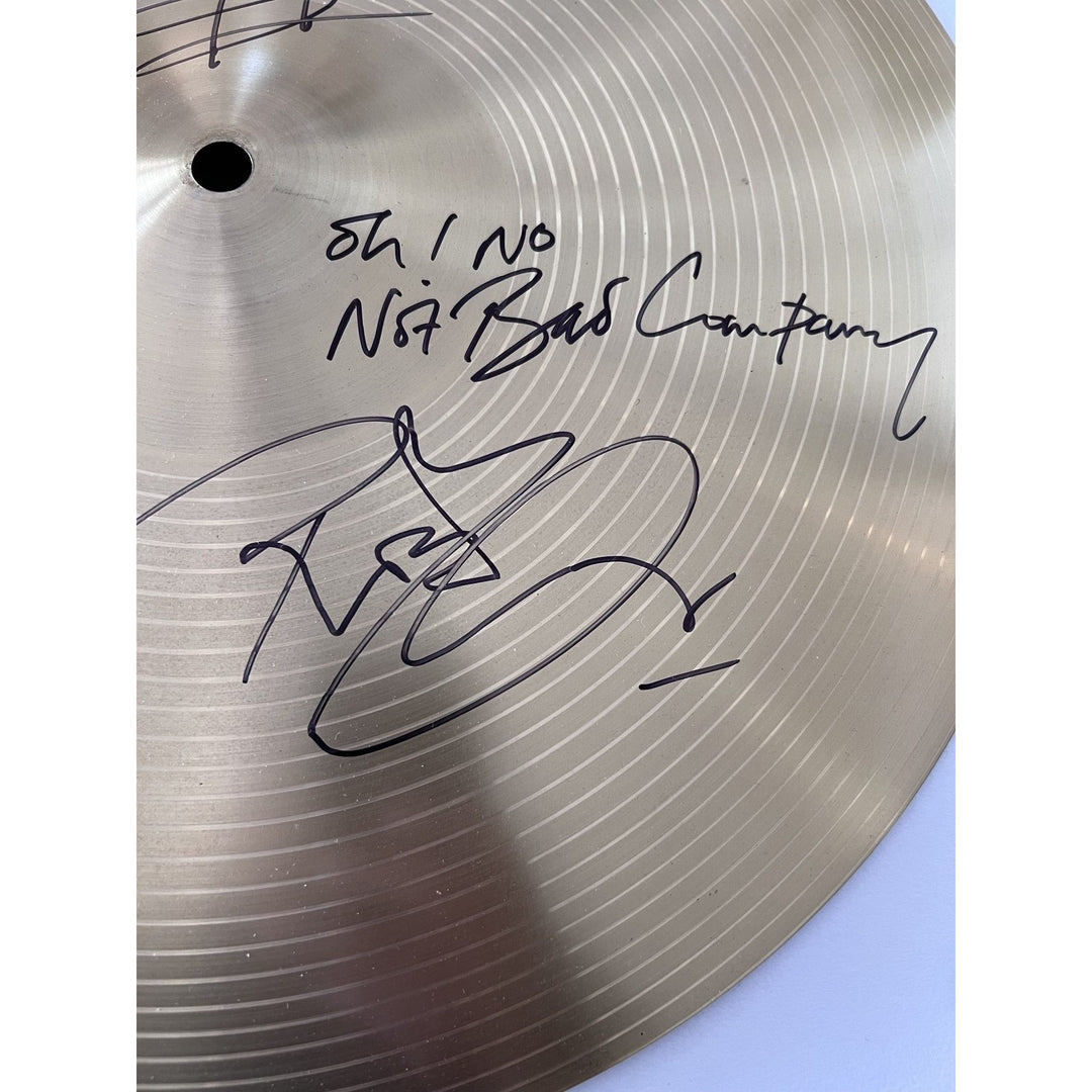 Led Zeppelin Jimmy Page Robert Plant John Paul Jones 14 inch cymbal signed with proof