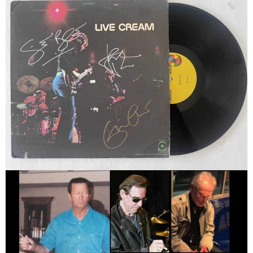 Cream Eric Clapton Jack Bruce Ginger Baker LIVE LP signed with proof