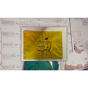 Arnold Palmer embroidered Masters Golf flag signed and inscribed with proof