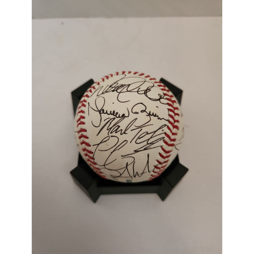 New York Yankees Derek Jeter Mariano Rivera Hideki Matsui World Series champions team signed baseball with free acrylic display case