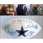 Load image into Gallery viewer, Ezekiel Elliott Tony Dorsett Herschel Walker an Emmitt Smith Dallas Cowboys football signed with proof
