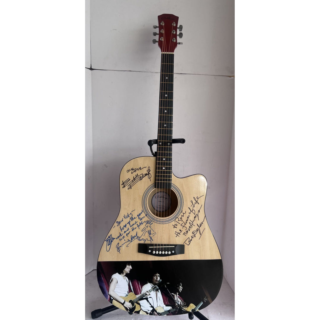 Bob Dylan Keith Richards Ronnie Wood full size one of a kind acoustic guitar signed with proof