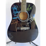 Load image into Gallery viewer, Johnny Cash Waylon Jennings Willie Nelson with Sketch Kris Kristofferson The Highwaymen full size acoustic guitar signed with proof
