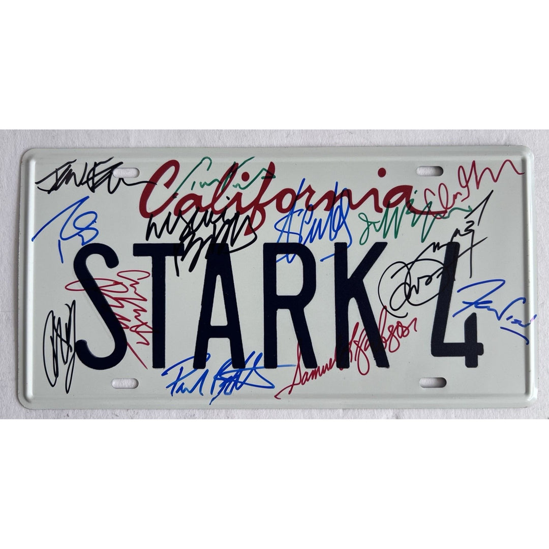 Iron Man original license plate Robert Downey Jr. Stan Lee 13 stars cast signed