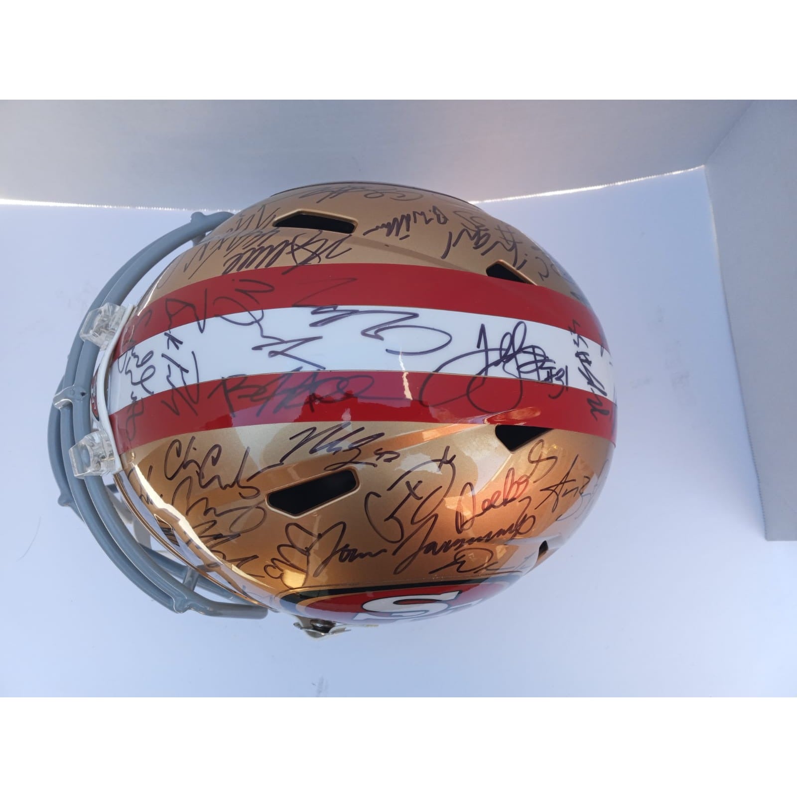 San Francisco 49ers Christian McCaffrey George Kittle Deebo Samuel Brock Purdy 2023 Riddell speed full size helmet signed with proof and fre