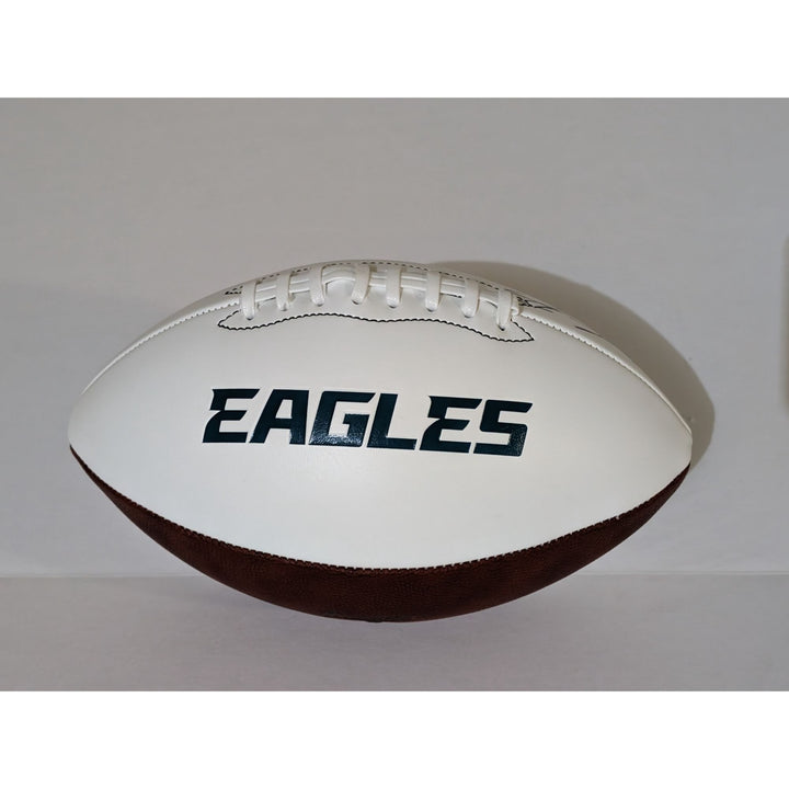 Philadelphia Eagles Jalen hurts Devanta Smith and AJ Brown full size football signed with proof