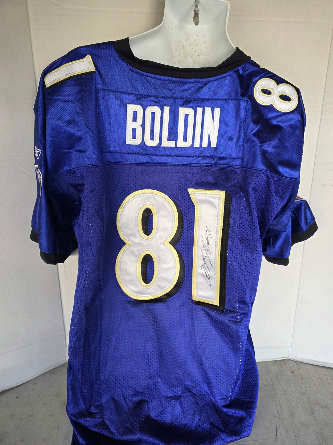Anquan Boldin Baltimore Ravens 2011-12 Super Bowl Champs Team Signed Game Model Jersey - original photo 2