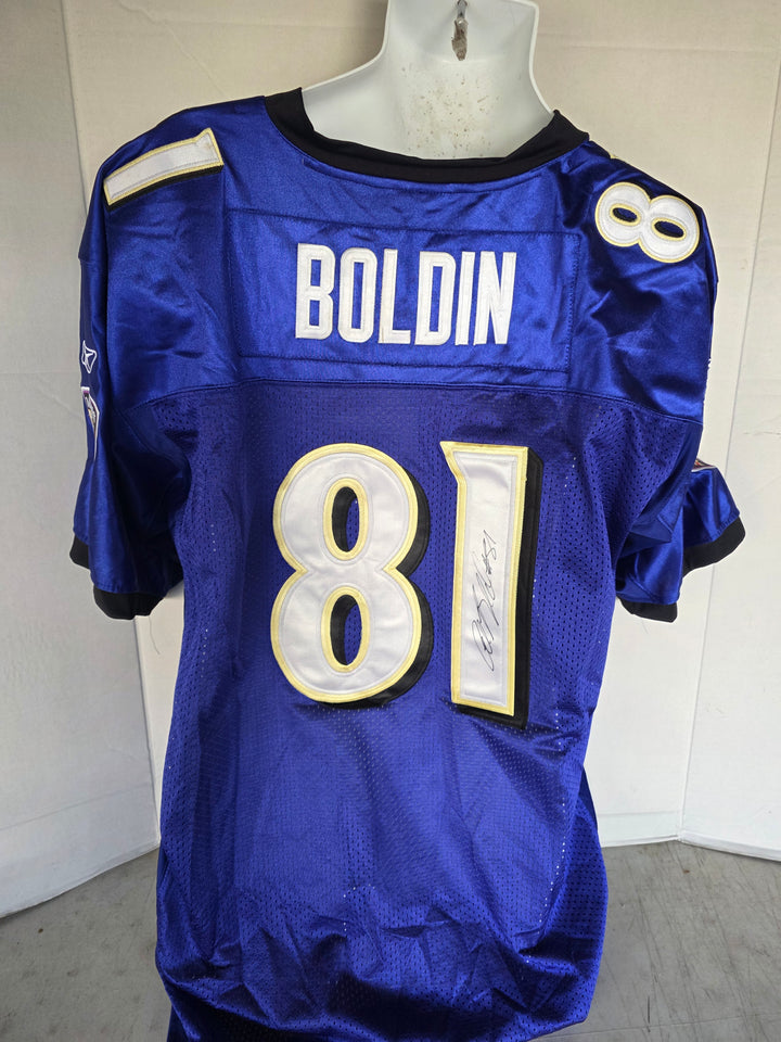 Anquan Boldin Baltimore Ravens 2011-12 Super Bowl Champs Team Signed Game Model Jersey - original photo 2