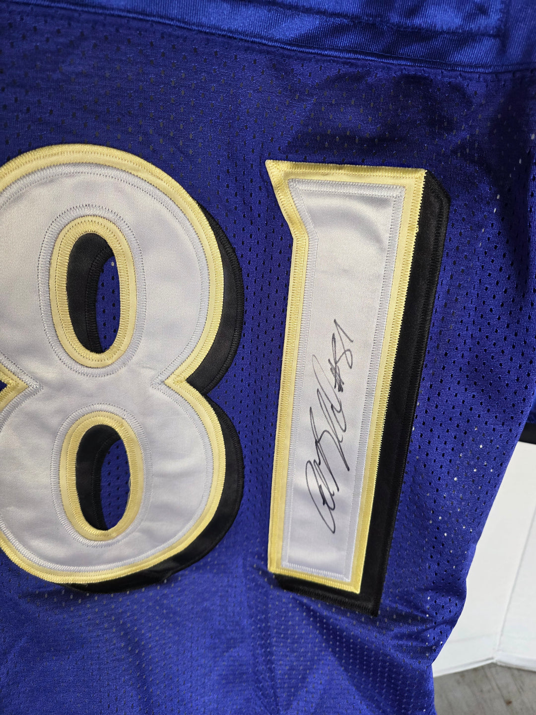 Anquan Boldin Baltimore Ravens 2011-12 Super Bowl Champs Team Signed Game Model Jersey - original photo 3