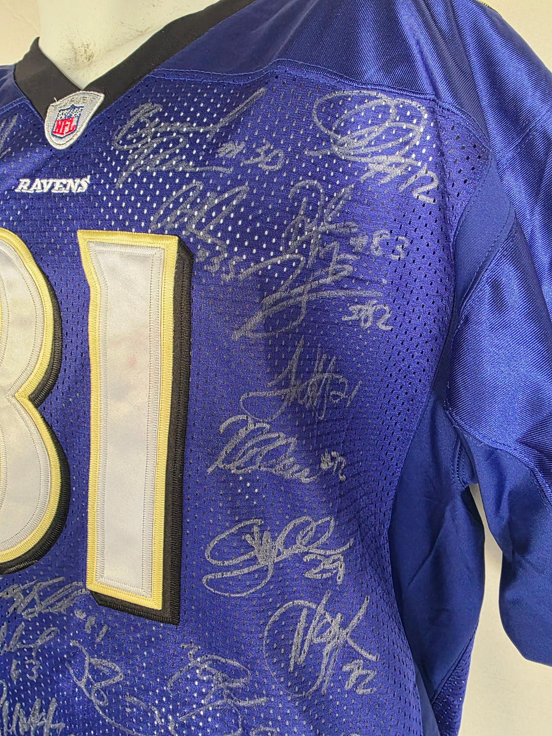 Anquan Boldin Baltimore Ravens 2011-12 Super Bowl Champs Team Signed Game Model Jersey - original photo 8