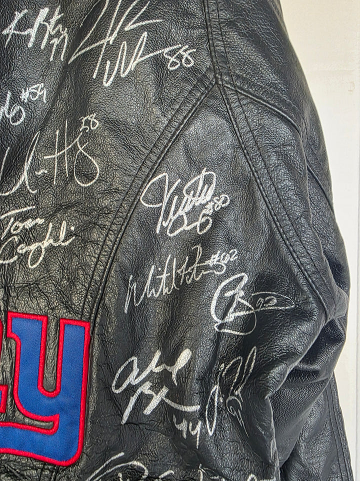 New York Giants 2011-12 40-Signed Super Bowl Champs Team Signed Leather Jacket XL One-of-a-Kind - original photo 6