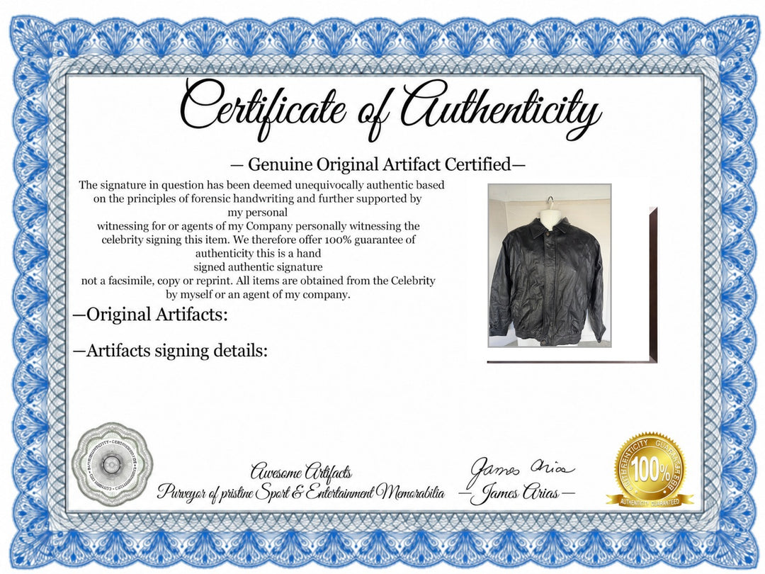 Certificate of Authenticity - New York Giants 2011-12 40-Signed Super Bowl Champs Team Signed Leather Jacket XL One-of-a-Kind