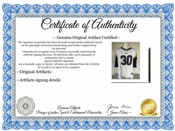 Certificate of Authenticity - Todd Gurley Los Angeles Rams 2015 Nike XL Game Model Team Signed Jersey - NFC Champs - Aaron Donald Jared Goff