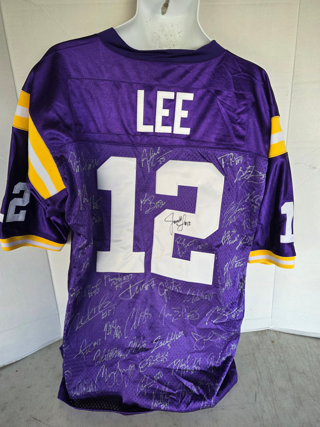 Jarrett Lee 2010-11 LSU Tigers Game Model Jersey Team Signed National Champs - original photo 2