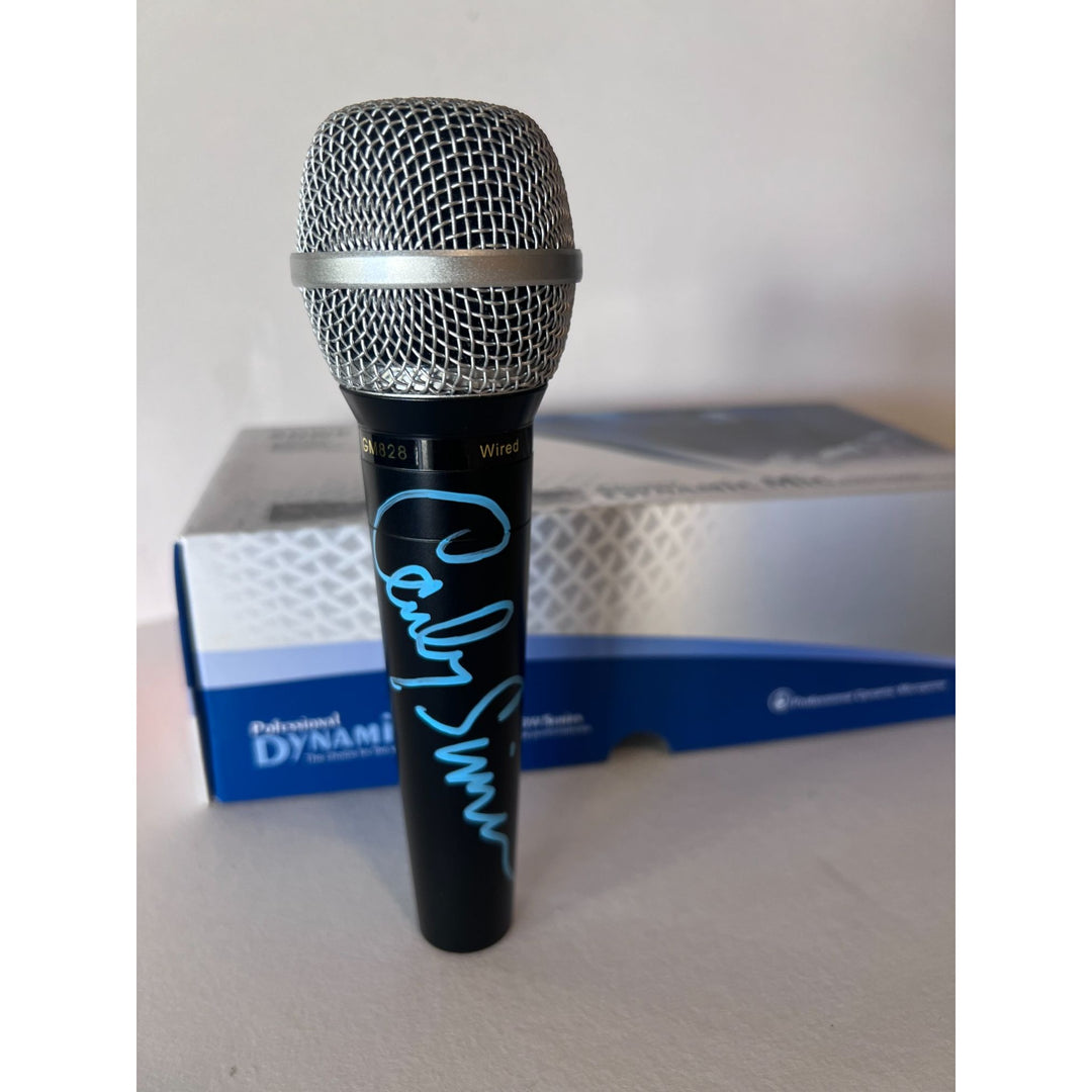 Carly Simon microphone signed with proof