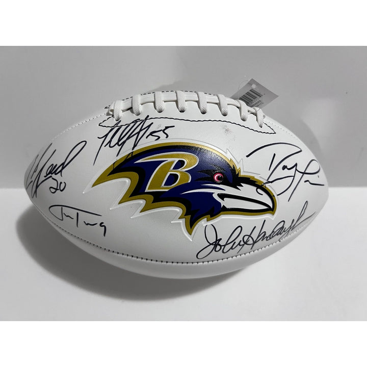 Baltimore Ravens John Harbaugh Justin Tucker Ed Reed Terrell Suggs Ray Lewis  Full size football signed with proof