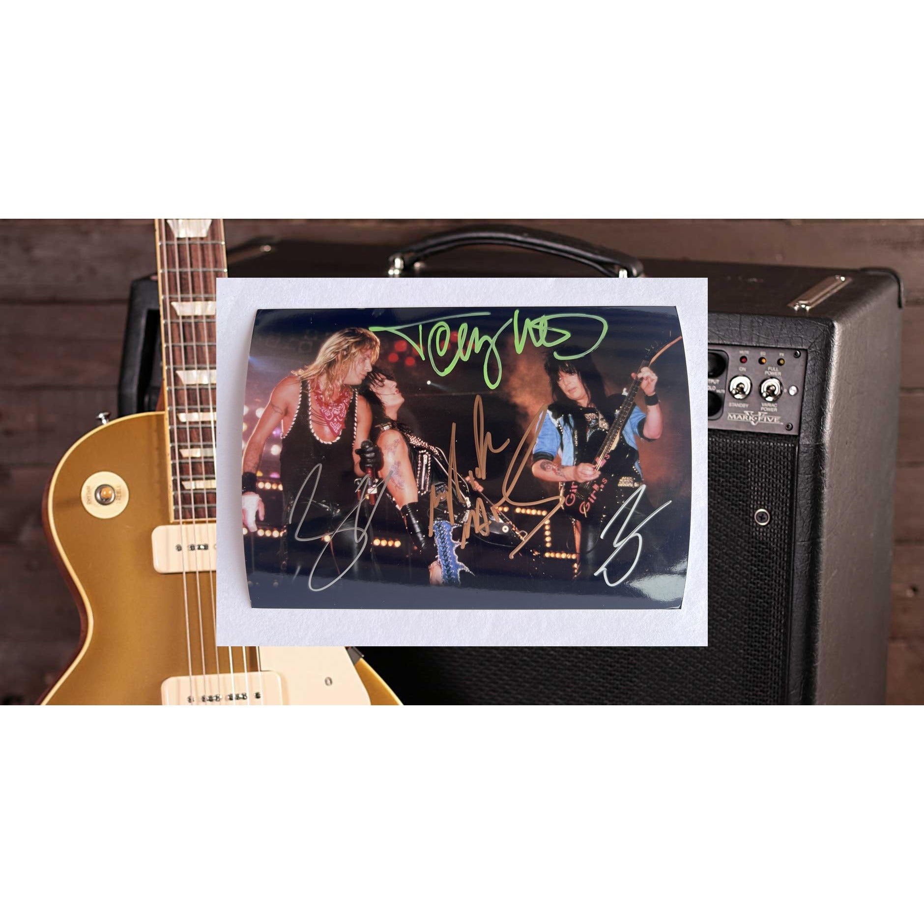 Motley crue Tommy Lee MIck Mars Nikki Sixx Vince Neil 5x7 photograph signed with proof