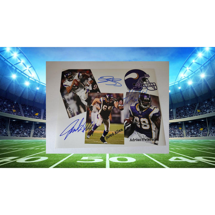 Adrian Peterson Jared Allen Donovan McNabb Minnesota Vikings 8x10 photo signed