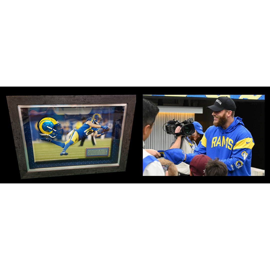 Cooper Kupp Los Angeles Rams Super bowl MVP mini helmet signed and framed  19x27 with proof