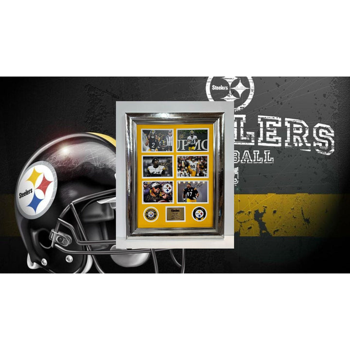 Mike Tomlin  Joey Porter JrCameron Heyward George Pickens TJ Watt Pittsburgh Steelers 2024 5x7 photos in museum quality frame 22x28 signed Awesome Artifacts