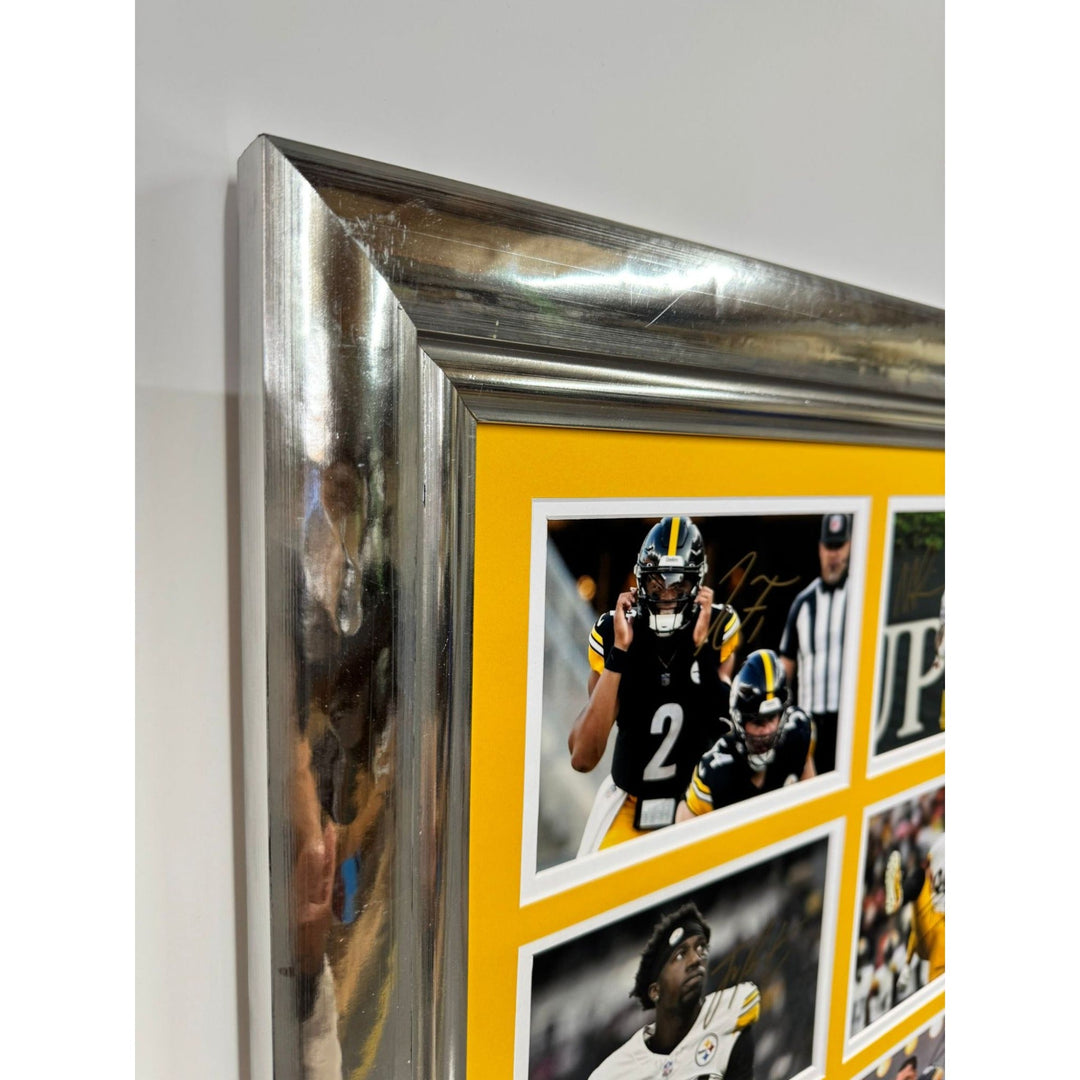Mike Tomlin  Joey Porter JrCameron Heyward George Pickens TJ Watt Pittsburgh Steelers 2024 5x7 photos in museum quality frame 22x28 signed Awesome Artifacts