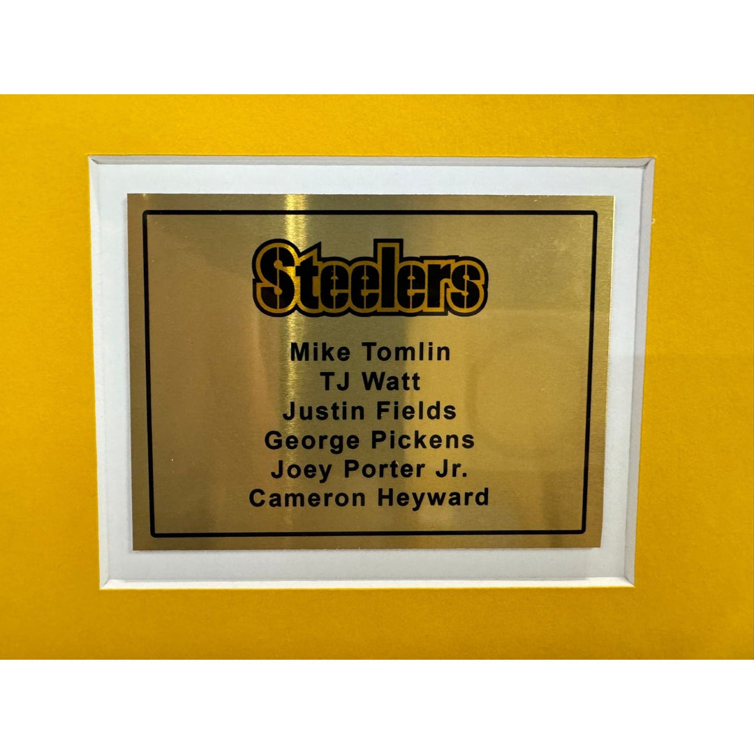 Mike Tomlin  Joey Porter JrCameron Heyward George Pickens TJ Watt Pittsburgh Steelers 2024 5x7 photos in museum quality frame 22x28 signed Awesome Artifacts