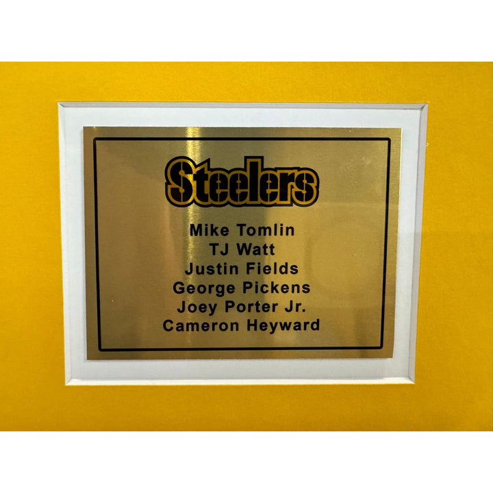 Mike Tomlin  Joey Porter JrCameron Heyward George Pickens TJ Watt Pittsburgh Steelers 2024 5x7 photos in museum quality frame 22x28 signed Awesome Artifacts