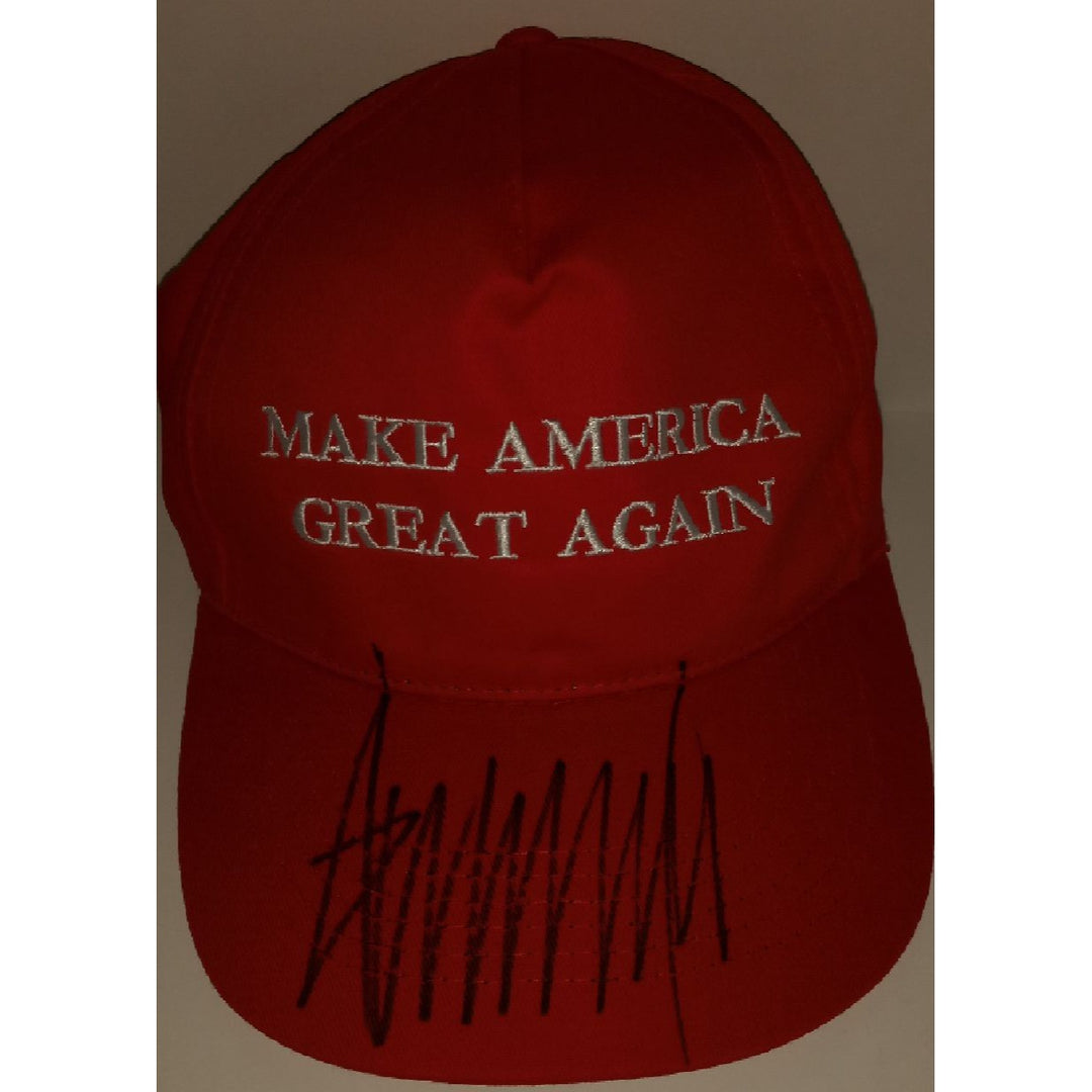 President Donald Trump MAGA baseball cap signed with proof