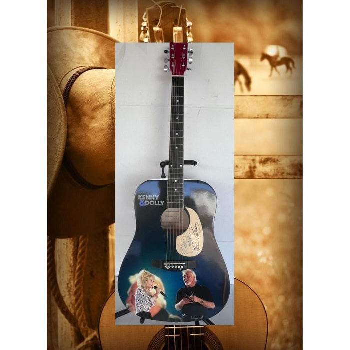 Dolly Parton Kenny Rogers  one of a kind full size acoustic guitar signed with proof