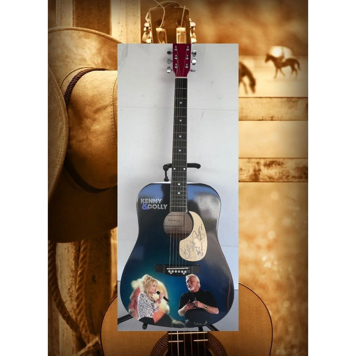 Dolly Parton Kenny Rogers  one of a kind full size acoustic guitar signed with proof