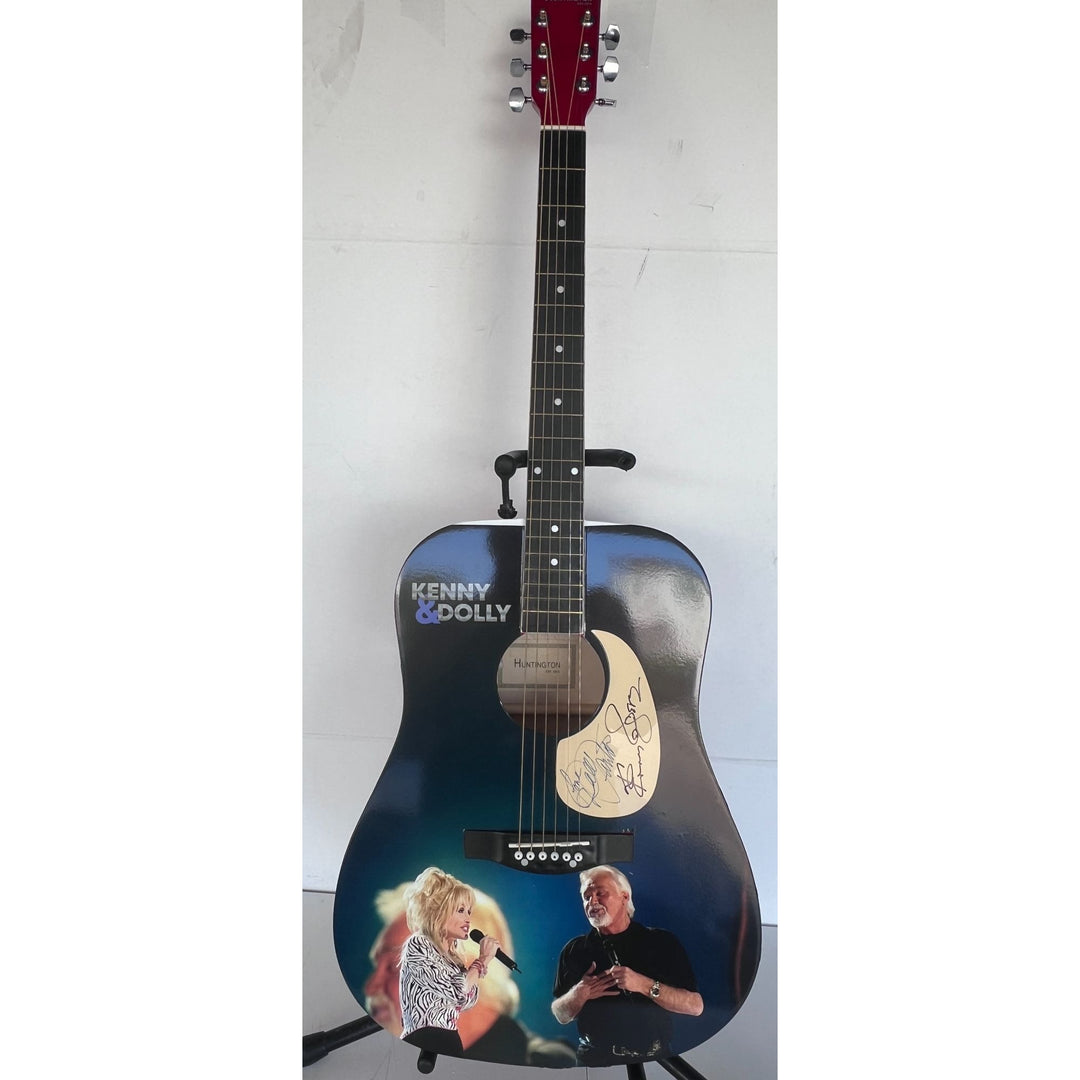 Dolly Parton Kenny Rogers  one of a kind full size acoustic guitar signed with proof