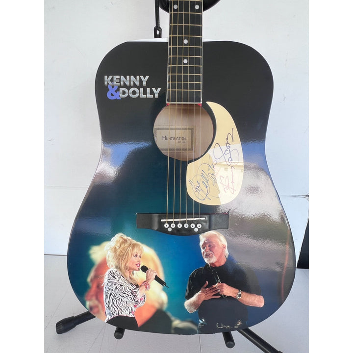 Dolly Parton Kenny Rogers  one of a kind full size acoustic guitar signed with proof