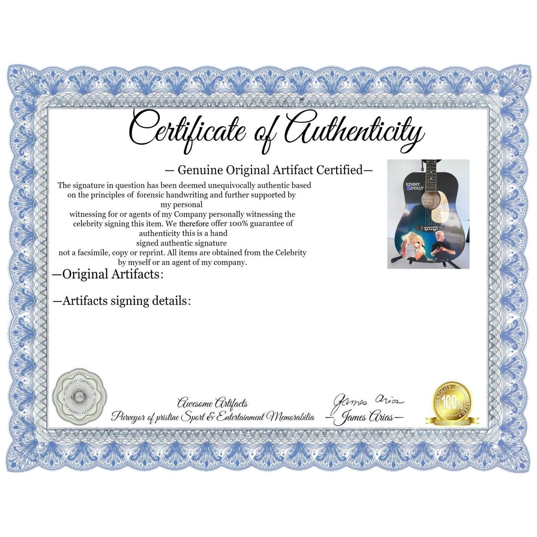 Dolly Parton Kenny Rogers  one of a kind full size acoustic guitar signed with proof