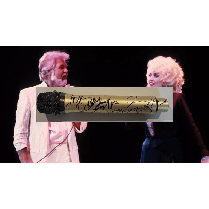 Dolly Parton and  Kenny Rogers microphone signed with proof