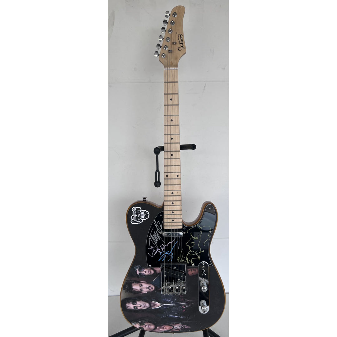 Hollywood Vampires, Joe Perry, Johnny Depp, Alice Cooper, Tommy Henricksen one of a kind Telecaster electric guitar signed with proof.
