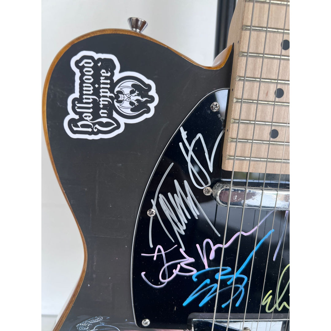 Hollywood Vampires, Joe Perry, Johnny Depp, Alice Cooper, Tommy Henricksen one of a kind Telecaster electric guitar signed with proof.