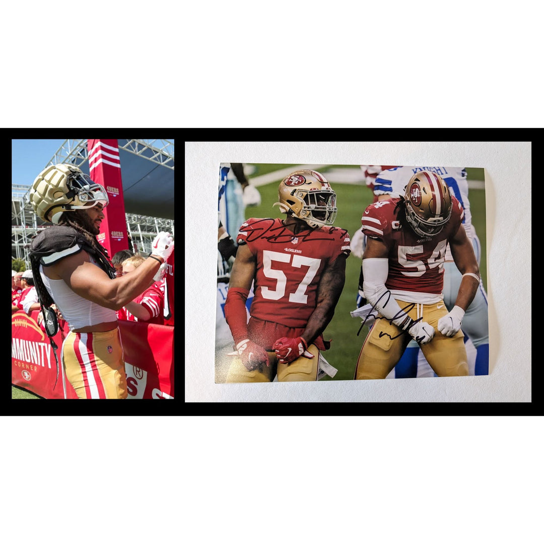 San Francisco 49ers Fred Warner Dre Greenlaw 8x10 photo sign with proof