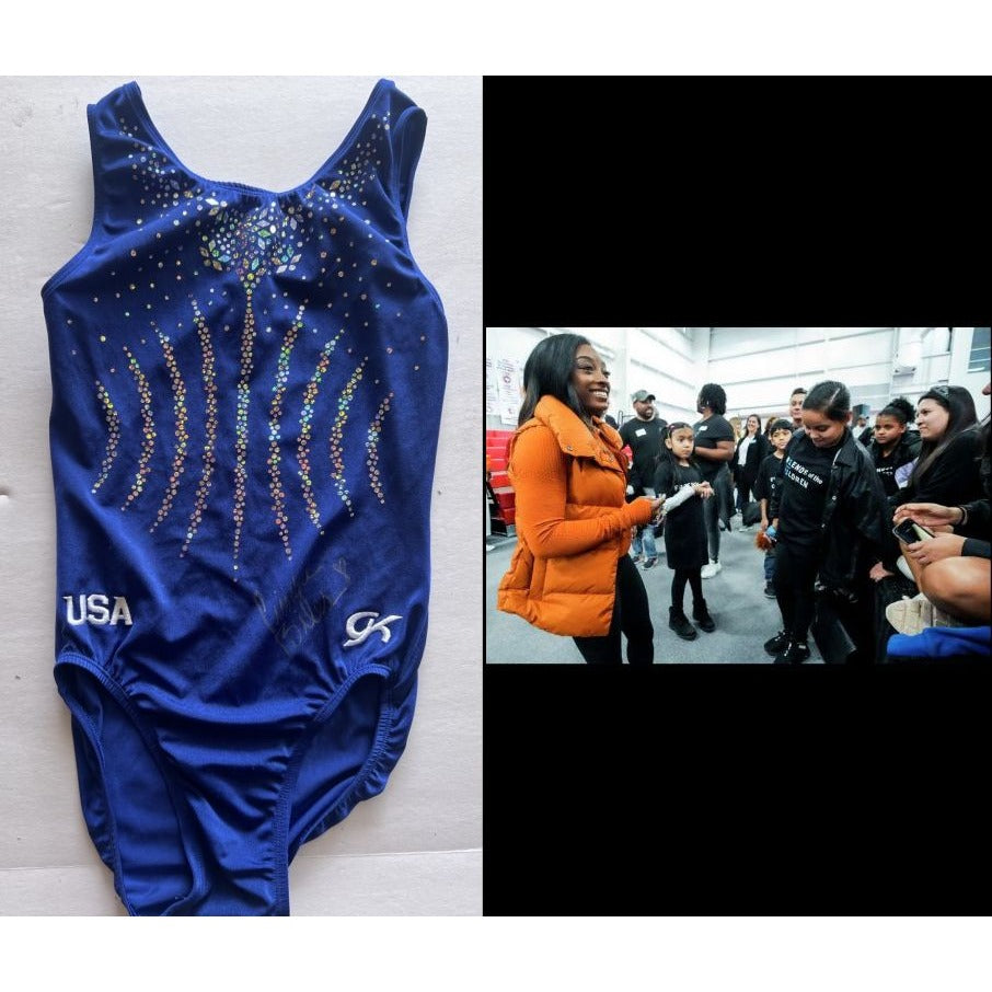 Simone Biles USA Gold Medal winner USA leotard signed with proof