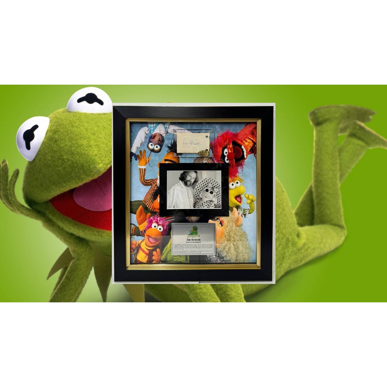 Jim Henson Muppets Miss Piggy creator signed note card with Museum quality frame 19x21 inches