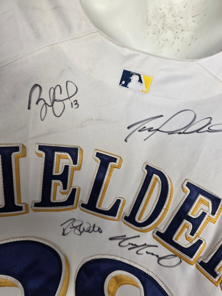 Milwaukee Brewers team signatures close-up 1
