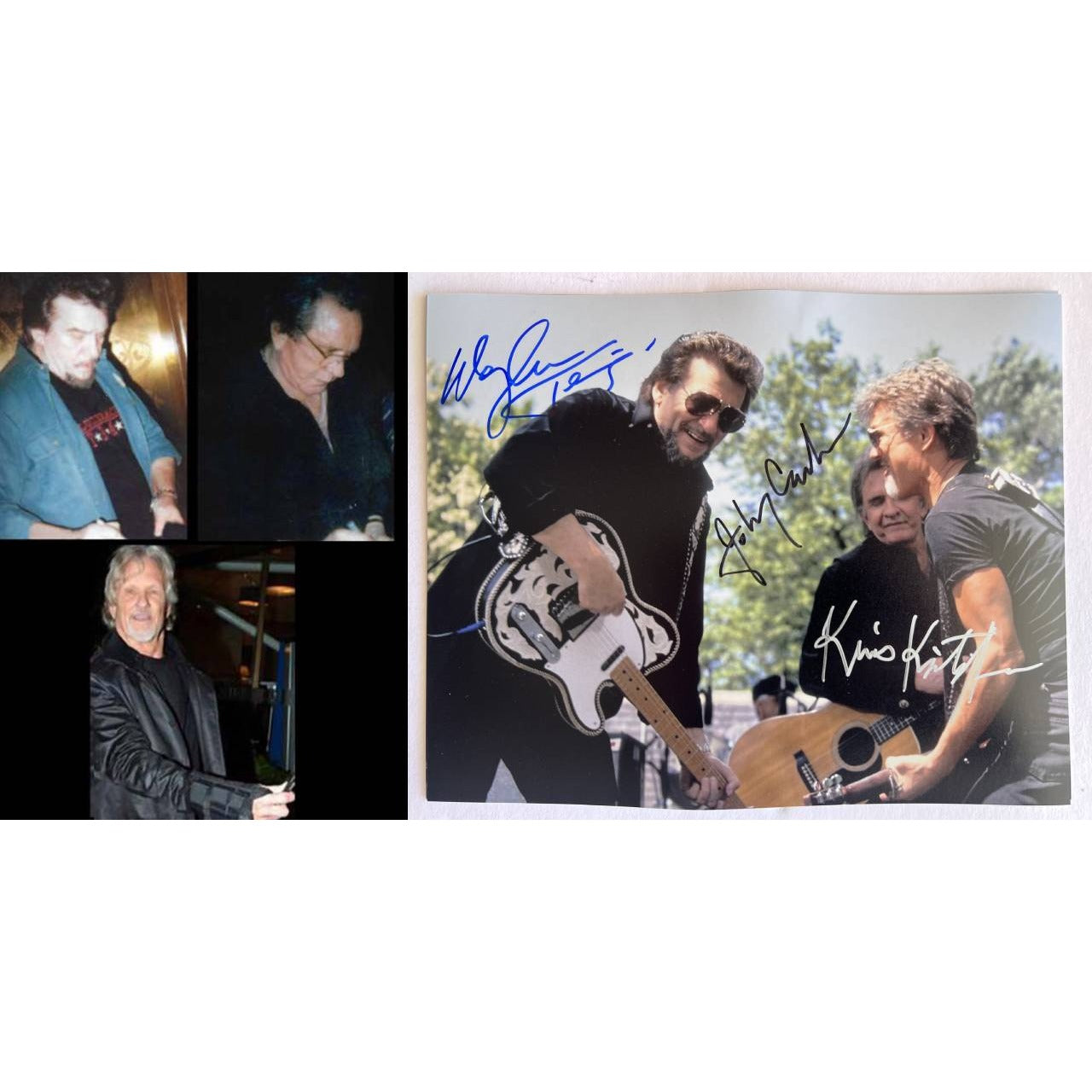 Waylon Jennings  Kris Kristofferson Johnny Cash 8x10 photo signed with proof