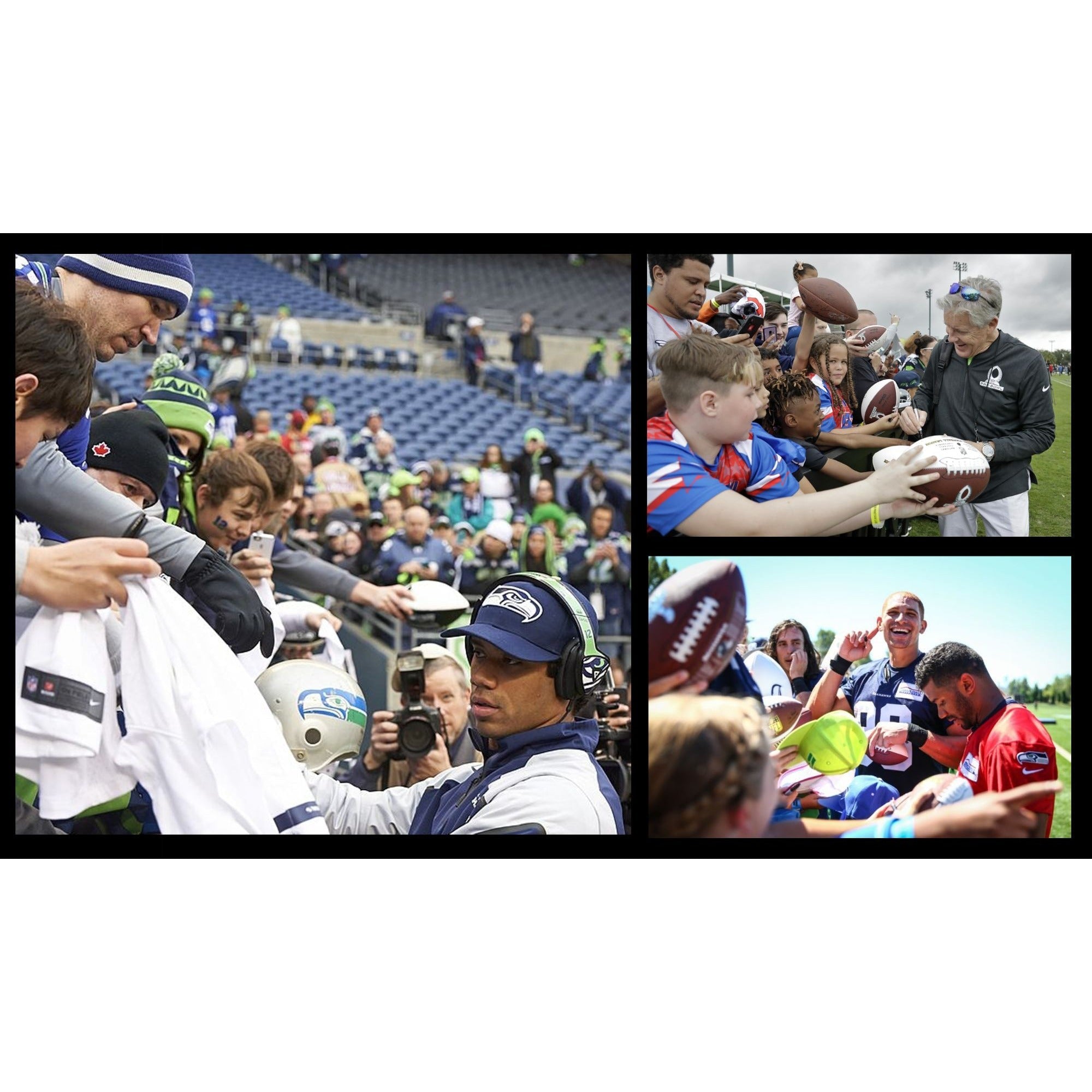 Seattle Seahawks Russell Wilson Pete Carroll mini helmet signed with proof