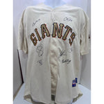 Load image into Gallery viewer, Buster Posey Bruce Bochy Tim Lincecum Matt Cain Pablo Sandoval Barry Zito San Francisco Giants Size 52 game model jersey signed with proof
