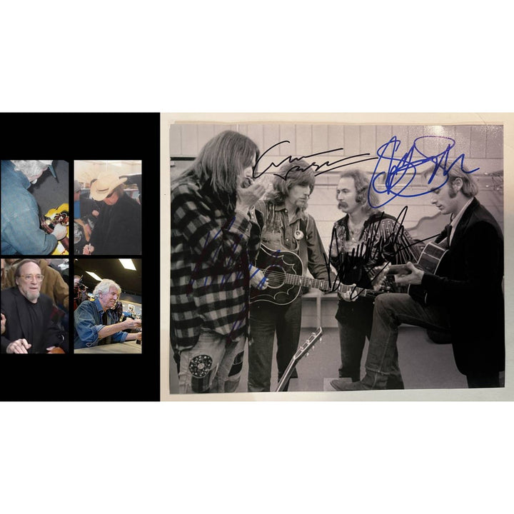 CSNY David Crosby Neil Young Graham Nash Stephen Stills 8x10 photo signed with proof