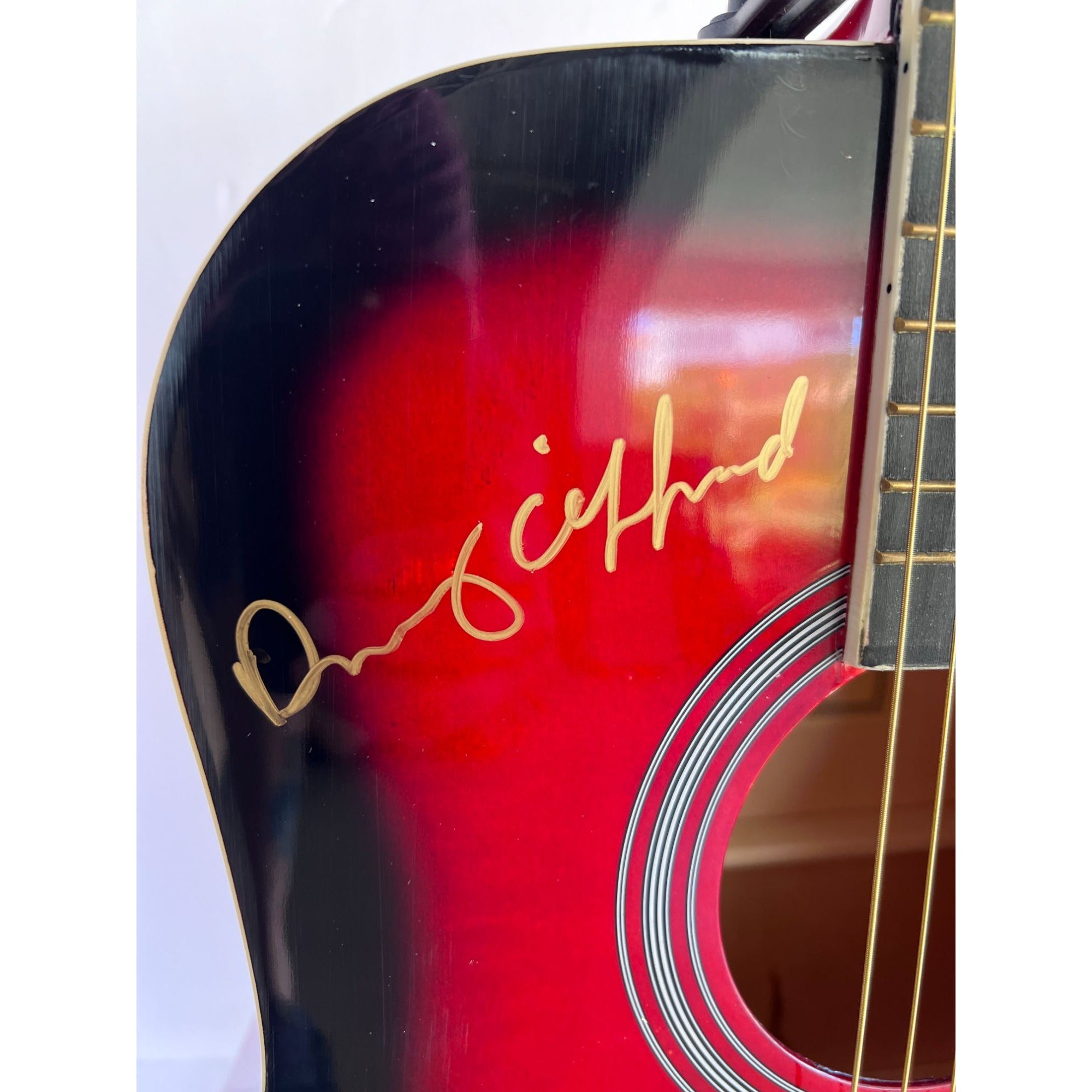 CCR John Fogerty Stu Cook Doug Clifford full size acoustic guitar signed with proof