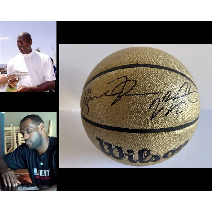 Wilson NBA Gold Edition basketball signed by LeBron James and Michael Jordan with proof $2,999